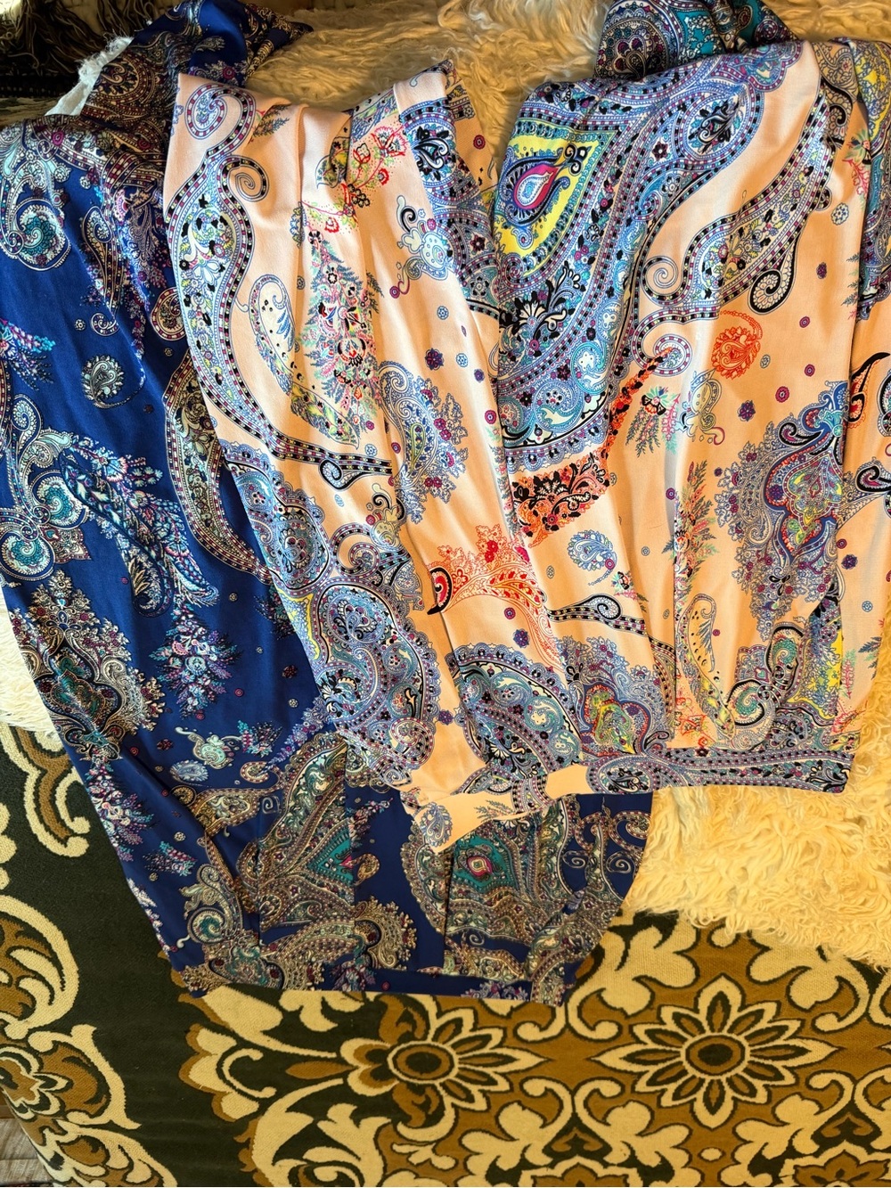 Express Paisley Pants in Navy & Light Pink